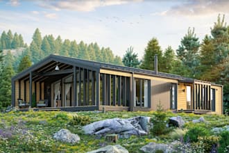 construct modular prefab house, 2d plan to 3dmodel, uk shipping container render