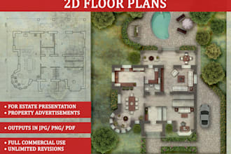 draw 2d floor plans for real estate, for airbnb and client presentations