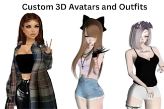 create custom 3d avatar, outfits for imvu, second life and sims cc
