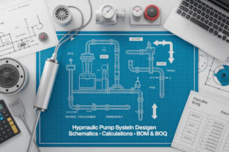 design hydraulic pump systems with schematics, calculations, bom and boq