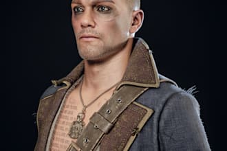 create 3d male digital human, warrior game character, genesis8,9,3d avatar rig
