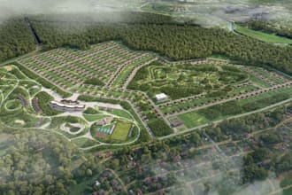 design 3d residential masterplan,cottage villa,golf resort,landscape golf course
