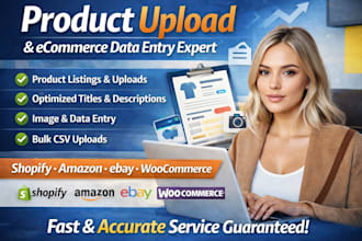 do product listing product upload woocommerce shopify product data entry exper
