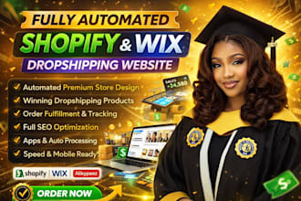 build create automated shopify wix dropshipping website store design or redesign