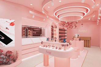 cgi jewelry store,fashion retail design,3d beauty showroom,cosmetics shop render