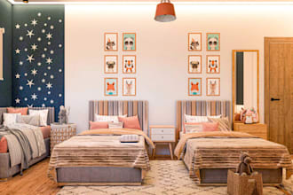renew 3d kids room, bedroom design,cgi funroom,interior wall decor,skp rendering