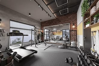 design modern home gym interior fitness studio render gym layout sports facility