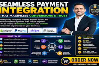 integrate shopify paypal, stripe,secure checkout payment system and payment API