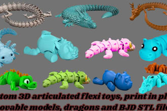 do 3d articulated models, flexi toys, dragons, bjd dolls, stl files for printing