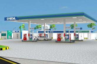 drive thru 3d gas station,shopping center,autoservice,car wash,maintenance,store