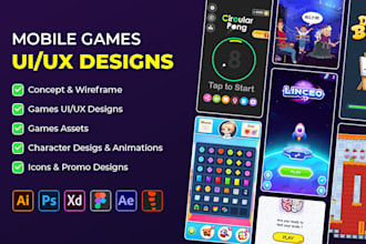 design mobile ios android game UI UX, game gui, hud, 2d game graphics, pixel art