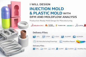 design injection mold plastic mold with dfm mold flow analysis