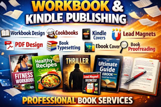 professional workbook design, kindle cover, ebook cover, book typesetting design