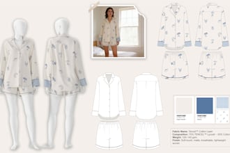 design pajama and sleepwear with tech pack and clo3d