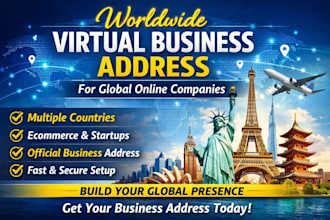 provide worldwide virtual business address for global online companies