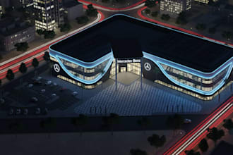 3dautomotive showroom,cgi exterior,parking lot design,space plan,car wash render