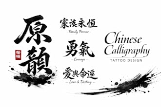design chinese calligraphy tattoo lettering and custom tattoo art