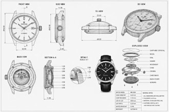 design professional 3d watch models, technical drawings, and animations