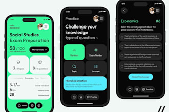 develop exam preparation app, educational app, quizzes app, tutoring app