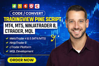 code or convert tradingview pine script to mt4 mt5, ninjatrader 8, ctrader, mql