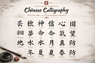 design authentic chinese calligraphy for tattoo art and custom kanji script