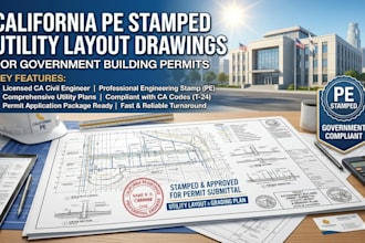 provide california stamped utility layout drawing for government building permit