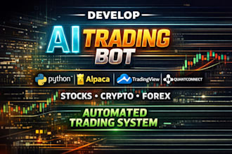 develop ai trading bot using python, alpaca API, tradingview, quantconnect