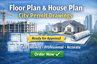 draw floor plan, house plan and city permit drawings