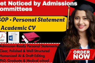 proofread, edit academic CV package sop   for phd, grad, medial and law school