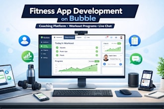 develop fitness coaching app on bubble user profiles, workout program, live chat