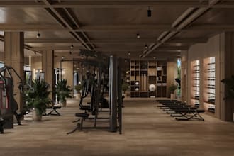 design luxury 3d boutique gym interior wellness studio commercial fitness studio