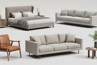 create photorealistic 3d furniture modeling, render for beds, sofas, chair