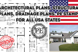 draft floor plans,structural plan,mep drawings, pe stamp for ca,oh,fl,nj,ia