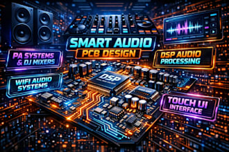 design smart audio pcb, dsp pa system, dj mixer, wifi touch UI audio hardware