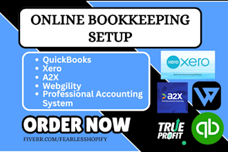 setup online bookkeeping quickbooks xero a2x true profit webgility accounting