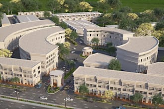render 3d residential masterplan,building exterior,street view,urban development