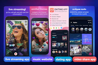 develop live streaming app music website dating app social media video share app