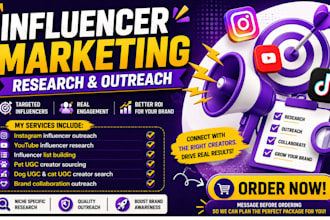 manage influencer instagram outreach youtube research pet ugc creator for brand