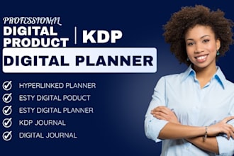 hyperlinked planner, esty digital planner, canva planner, digital product, kdp