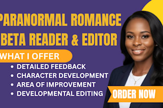 beta read your paranormal romance novel with detailed feedback and critique