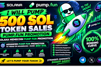 pump 500sol token sales, pumpfun promotion, solana memecoin pump fun promotion