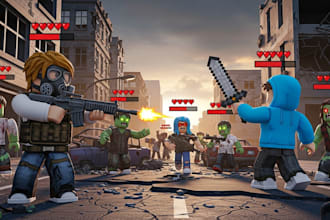 develop a roblox zombie survival game with waves weapon and base buildings