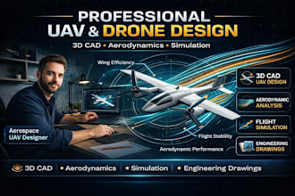 design drone or uav aircraft, 3d cad model , aerodynamic analysis and simulation
