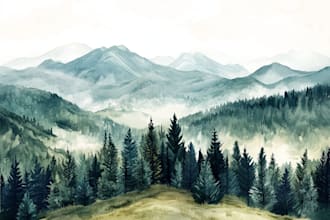 illustrate a watercolor landscape illustration