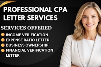 cpa income verification letter, expense ratio and business ownership letter