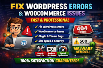 fix wordpress errors, bugs, critical issues or broken website