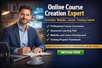 online course creation curriculum modules lessons content training outline setup