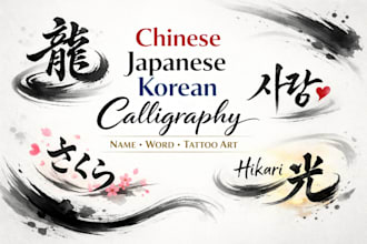 design chinese japanese or korean calligraphy name, word and tatoo art