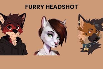 draw furry pfp, furry icon, avatar, headshot, anthor headshot fursona head oc