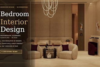 create interior design for bedroom and living room interior with floor plans